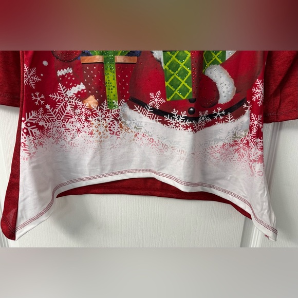 Onque Casual Santa and Reindeer Christmas Top w/ Sparkling Embellishments - Picture 5 of 15